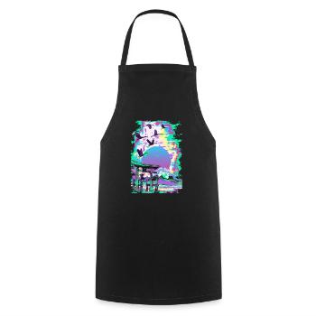 Japanese Woodblock Landscape Vaporwave Aesthetic - Cooking Apron - black - Front - AI Model Male 185 dark (185cm)