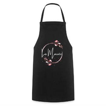 La mariée floral - Tablier de cuisine - noir - Devant - AI Model Male 185 dark (185cm)