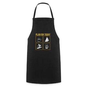 Plan for Today Coffee Boat Wave Wakeboard Beer - Cooking Apron - black - Front - AI Model Male 185 dark (185cm)