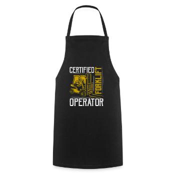 Certified Forklift Operator Warehouse Lifting - Cooking Apron - black - Front - AI Model Male 185 dark (185cm)