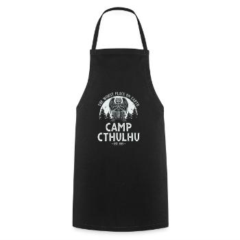 Camp Cthulhu, Funny Cosmic Horror Cthulhu - Cooking Apron - black - Front - AI Model Male 185 dark (185cm)