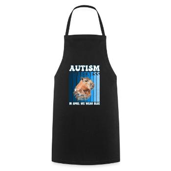 Capybara Sensibilisation à l’autisme - Tablier de cuisine - noir - Devant - AI Model Male 185 dark (185cm)