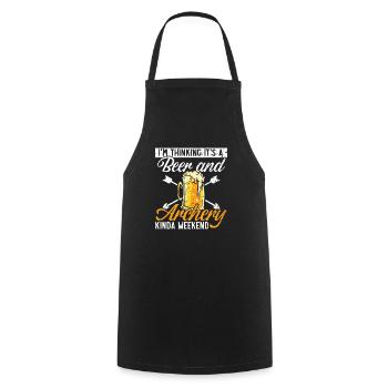 Je pense que c’est un week-end de bière et de tir à l’arc - Tablier de cuisine - noir - Devant - AI Model Male 185 dark (185cm)