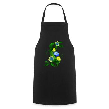 Perruche dans le pois - Tablier de cuisine - noir - Devant - AI Model Male 185 dark (185cm)