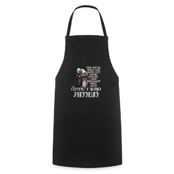 The Devil Saw Me Thought He'd Won Jesus Bible Pun - Cooking Apron - black - Front - AI Model Male 185 dark (185cm)