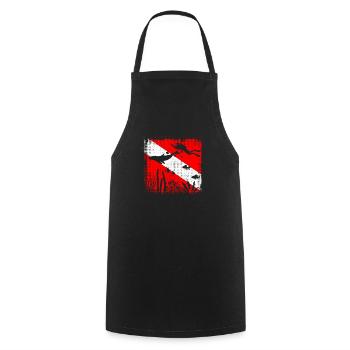 Scuba Dive Flag Tieftauchen Divemaster Tauchlehrer - Kochschürze - Schwarz - Vorne - AI Model Male 185 dark (185cm)