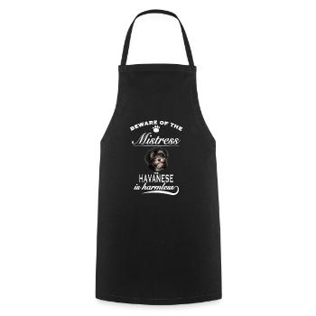 Beware of the mistress, harmless Havanese - Cooking Apron - black - Front - AI Model Male 185 dark (185cm)