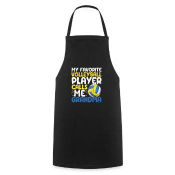 My favorite volleyball player calls me grandma - Cooking Apron - black - Front - AI Model Male 185 dark (185cm)