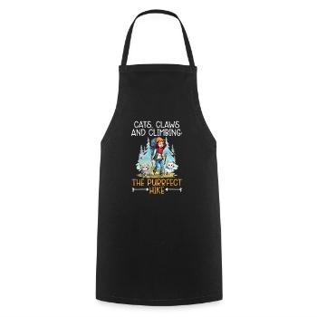 Hiking Cat Hiker Cat Owner Mountain Climbing Hiker - Cooking Apron - black - Front - AI Model Male 185 dark (185cm)