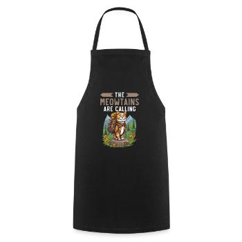 Hiking Cat Hiker Cat Owner Mountain Climbing Hiker - Cooking Apron - black - Front - AI Model Male 185 dark (185cm)
