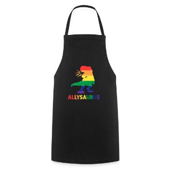 Allysaurus dinosaur in rainbow flag for ally LGBT - Cooking Apron - black - Front - AI Model Male 185 dark (185cm)