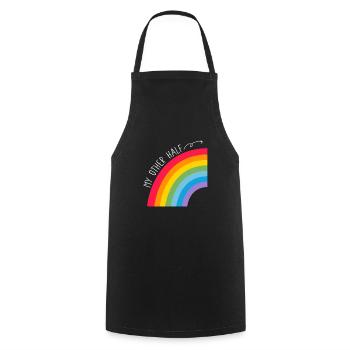Mon autre couple à moitié gay Rainbow Pride Cool LGBT - Tablier de cuisine - noir - Devant - AI Model Male 185 dark (185cm)