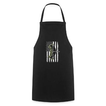 Archer Deer Hunt American Flag Bow - Cooking Apron - black - Front - AI Model Male 185 dark (185cm)