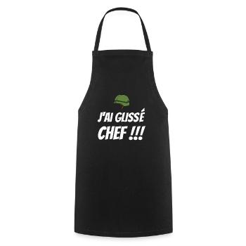 J'ai glissé chef Répliques films cultes français - Tablier de cuisine - noir - Devant - AI Model Male 185 dark (185cm)