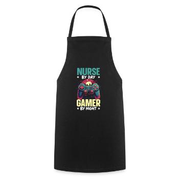 Gamer Nurse Video Game Player Gaming Nursing - Cooking Apron - black - Front - AI Model Male 185 dark (185cm)