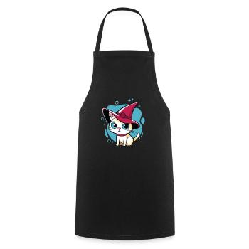 Cute kitty - Cooking Apron - black - Front - AI Model Male 185 dark (185cm)