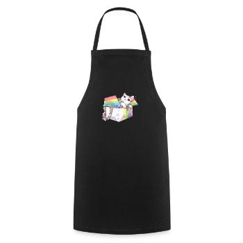 Haustierliebhaber LGBT Lesbisch Homosexuell Katze Stolz Regenbogen Wortspiel - Kochschürze - Schwarz - Vorne - AI Model Male 185 dark (185cm)