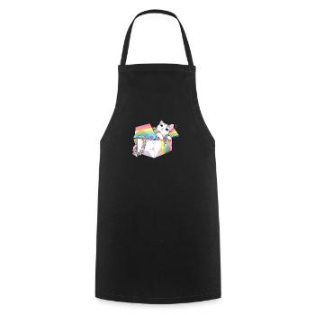 Cool Pet Lover Regenbogenkatze LGBT Transgender Humor - Kochschürze - Schwarz - Vorne - AI Model Male 185 dark (185cm)