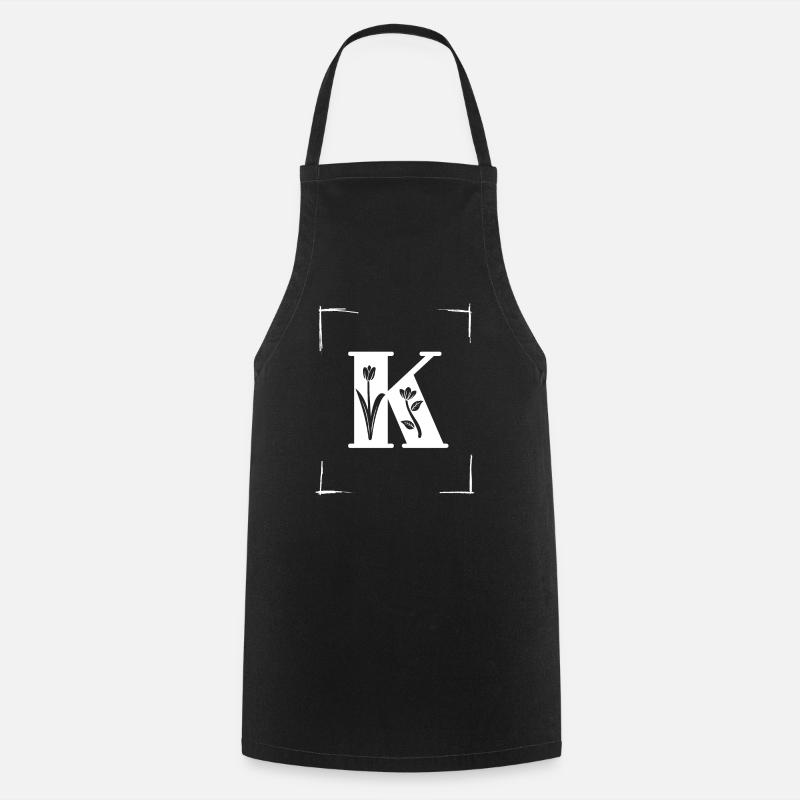 letter K initial - Cooking Apron - black