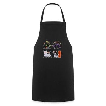 Cat Boo Halloween Cats Creepy Kitten - Cooking Apron - black - Front - AI Model Male 185 dark (185cm)