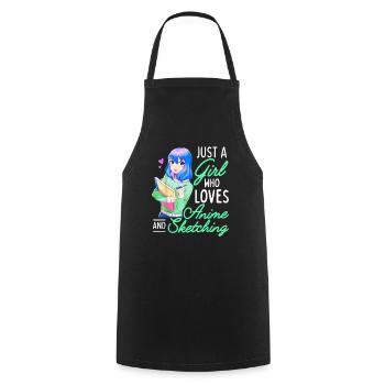 Anime and Sketching Just a Girl Who Loves Anime - Cooking Apron - black - Front - AI Model Male 185 dark (185cm)
