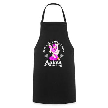 Anime and Sketching Just a Girl Who Loves Anime - Cooking Apron - black - Front - AI Model Male 185 dark (185cm)
