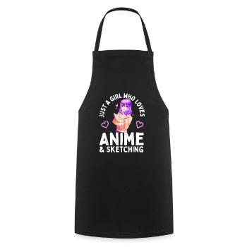 Anime and Sketching Just a Girl Who Loves Anime - Cooking Apron - black - Front - AI Model Male 185 dark (185cm)