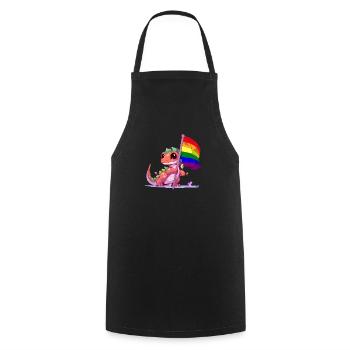 Dinosaure LGBT Pride Jeu de mots drapeau arc-en-ciel transgenre - Tablier de cuisine - noir - Devant - AI Model Male 185 dark (185cm)
