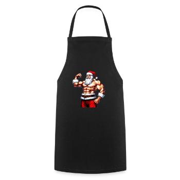Iron Santa: Christmas Bodybuilder with Santa Weigh - Cooking Apron - black - Front - AI Model Male 185 dark (185cm)
