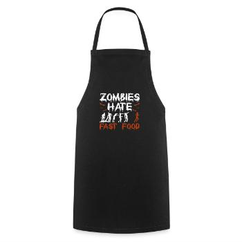 Zombies Hate Fast Food Funny Halloween Runners - Cooking Apron - black - Front - AI Model Male 185 dark (185cm)