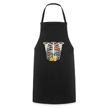 Daddy Skeleton Halloween Beer Pizza Drôle Enceinte - Tablier de cuisine - noir - Devant - AI Model Male 185 dark (185cm)