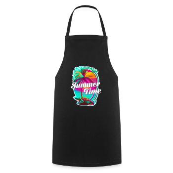 Summer Time - Beach and Summer - Cooking Apron - black - Front - AI Model Male 185 dark (185cm)