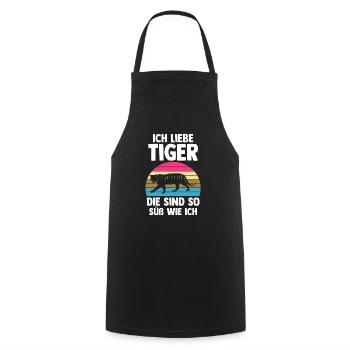 Tiger Motiv - Kochschürze - Schwarz - Vorne - AI Model Male 185 dark (185cm)