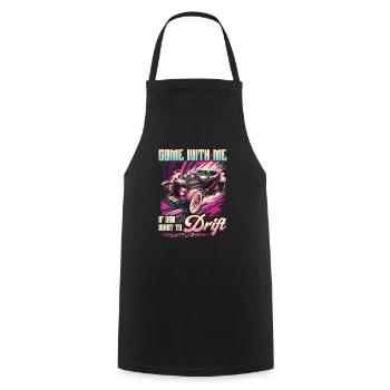 Hot Rod Drift Quote, Retro Muscle Car Womens Hot - Cooking Apron - black - Front - AI Model Male 185 dark (185cm)