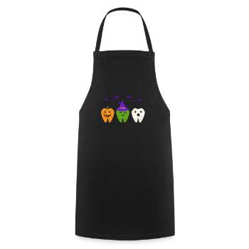 Teeth Ghost Pumpkin Witch Cute Dentist - Cooking Apron - black - Front - AI Model Male 185 dark (185cm)