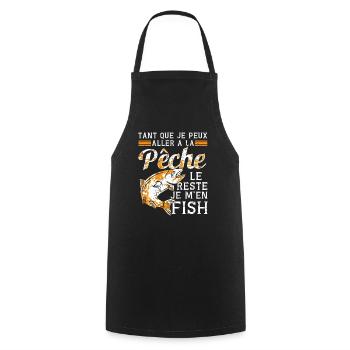 Pèche le reste je m'en fish Pêcheur poissons - Tablier de cuisine - noir - Devant - AI Model Male 185 dark (185cm)