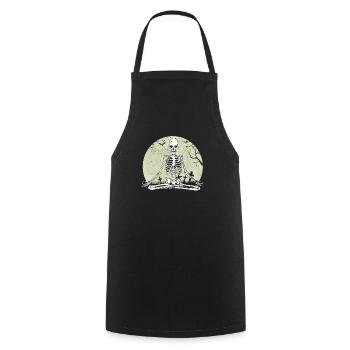 Méditer Squelette Lotus Yoga Moon Balance Joke - Tablier de cuisine - noir - Devant - AI Model Male 185 dark (185cm)