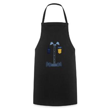Polizei Uniform Lustig Halloween Offizier Gespenst - Kochschürze - Schwarz - Vorne - AI Model Male 185 dark (185cm)
