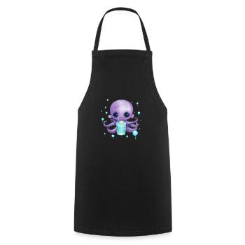 Cute Octo mit Sommer Drink - Kochschürze - Schwarz - Vorne - AI Model Male 185 dark (185cm)