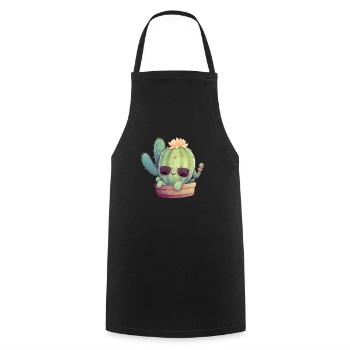 Cactus mignon mignon avec des lunettes de soleil pour l’été - Tablier de cuisine - noir - Devant - AI Model Male 185 dark (185cm)