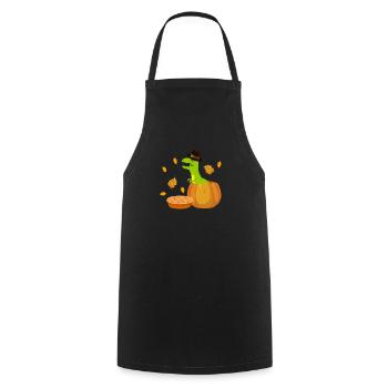 Pilgrim Trex Dinosaur Pumpkin Pie Thanksgiving - Tablier de cuisine - noir - Devant - AI Model Male 185 dark (185cm)