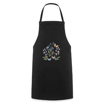 colorful flower meadow with butterflies - Cooking Apron - black - Front - AI Model Male 185 dark (185cm)