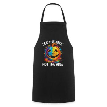 Autisme Halloween Trick ou Treat Sensibilisation à l’autisme - Tablier de cuisine - noir - Devant - AI Model Male 185 dark (185cm)
