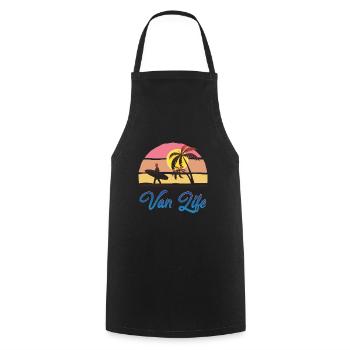Van Life Retro Beach Design (Blue) - Cooking Apron - black - Front - AI Model Male 185 dark (185cm)