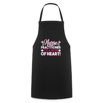 Nurse Practitioner Nurse Practitioner Heart Work - Cooking Apron - black - Front - AI Model Male 185 dark (185cm)
