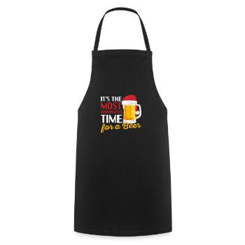 It's the best time for a beer-soaked - Cooking Apron - black - Front - AI Model Male 185 dark (185cm)
