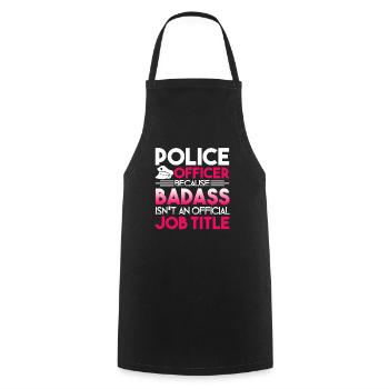 Police Officer Police Officer Job Title - Cooking Apron - black - Front - AI Model Male 185 dark (185cm)
