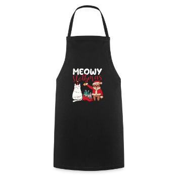 Miaou paresseux Chat Paresseux Noël - Tablier de cuisine - noir - Devant - AI Model Male 185 dark (185cm)