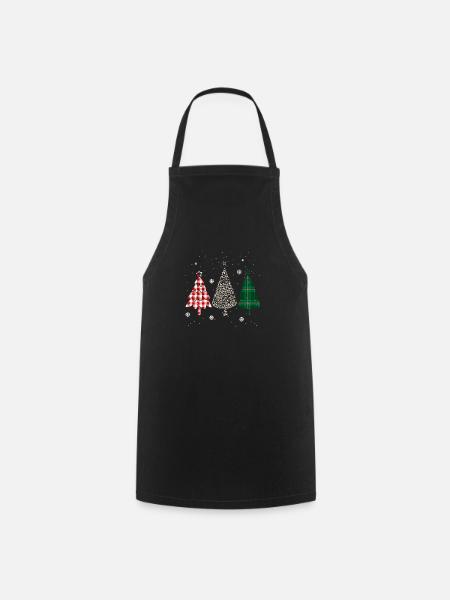 Frohe Weihnachten Büffelbäume Leopard Plaid Print - Kochschürze - Schwarz
