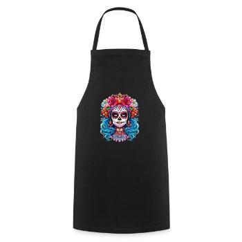 Gruseliges Halloween La Catrina - Bunte Totenkopf Frauen - Kochschürze - Schwarz - Vorne - AI Model Male 185 dark (185cm)